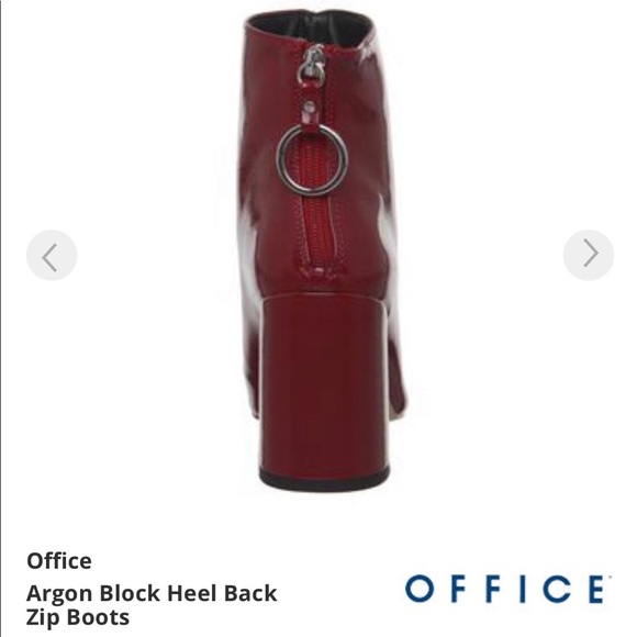 Red O-ring Patent Leather Block Heel Boots - Picture 3 of 10